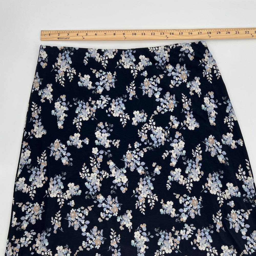 J.Jill Women Dark Floral Cottagecore Midi Skirt Size L Petite Navy Blue Pull On - Picture 7 of 9